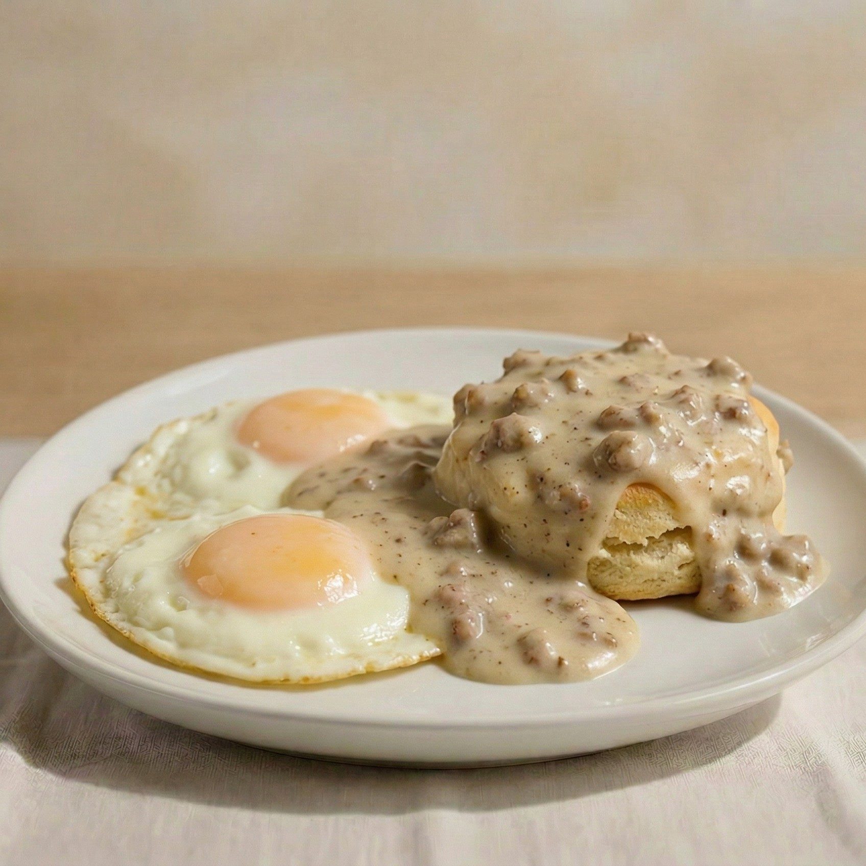 Small Biscuit & Gravy, Two Egg.