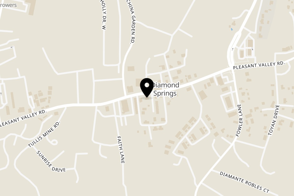 Map showing the location of Firehouse Café on 500 Pleasant Valley Rd in Diamond Springs